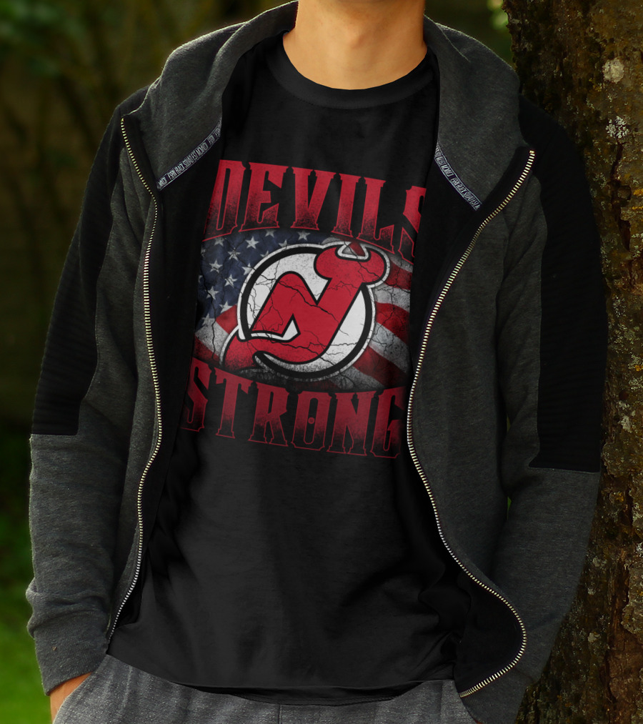 Devils Strong New Jersey Devils American Flag T-Shirt
