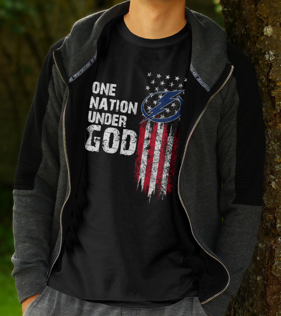 One Nation Under God Tampa Bay Lightning Flag T-Shirt