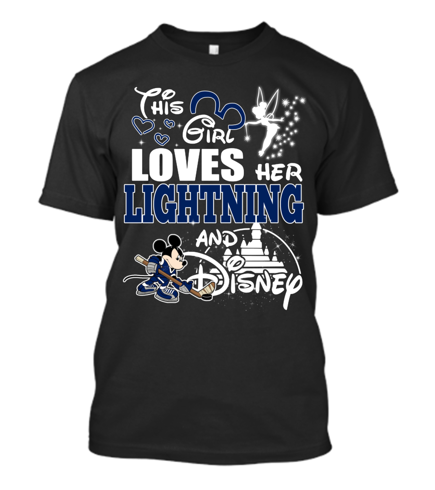 This Girl Loves Her Lightning And Disney With Hockey Mickey And Castle T-Shirt