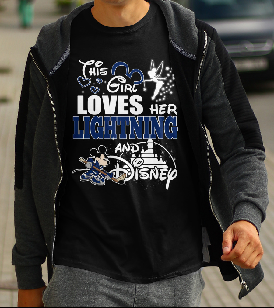 This Girl Loves Her Lightning And Disney With Hockey Mickey And Castle T-Shirt