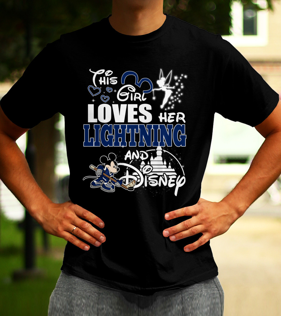 This Girl Loves Her Lightning And Disney With Hockey Mickey And Castle T-Shirt