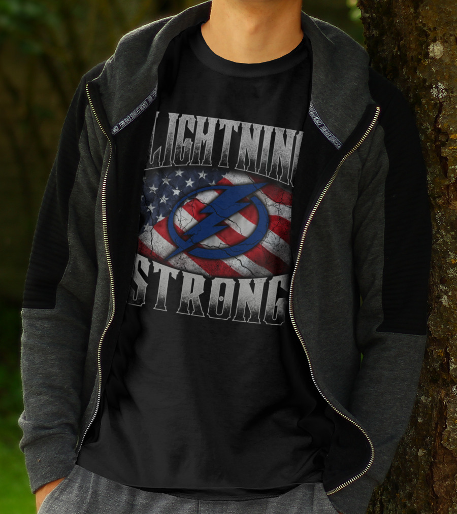 Lightning Strong Tampa Bay American Flag T-Shirt