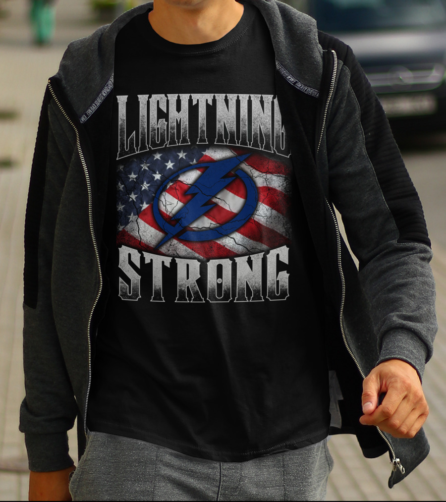 Lightning Strong Tampa Bay American Flag T-Shirt