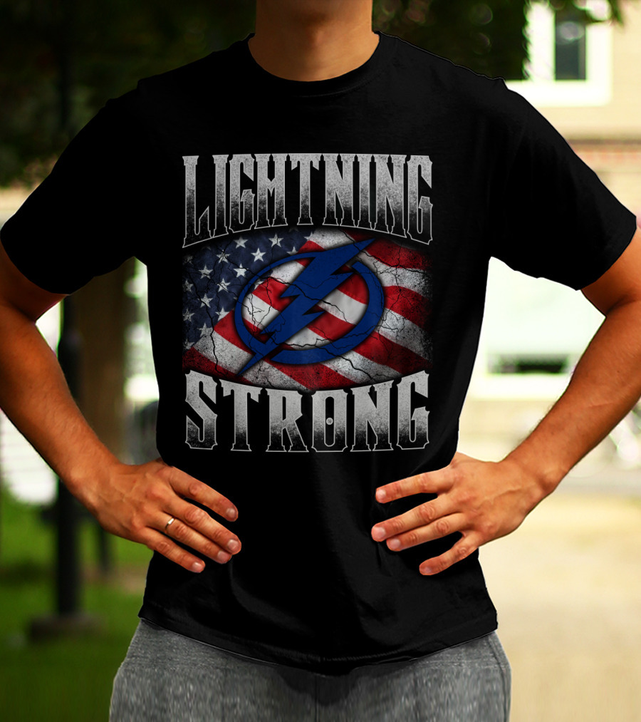 Lightning Strong Tampa Bay American Flag T-Shirt