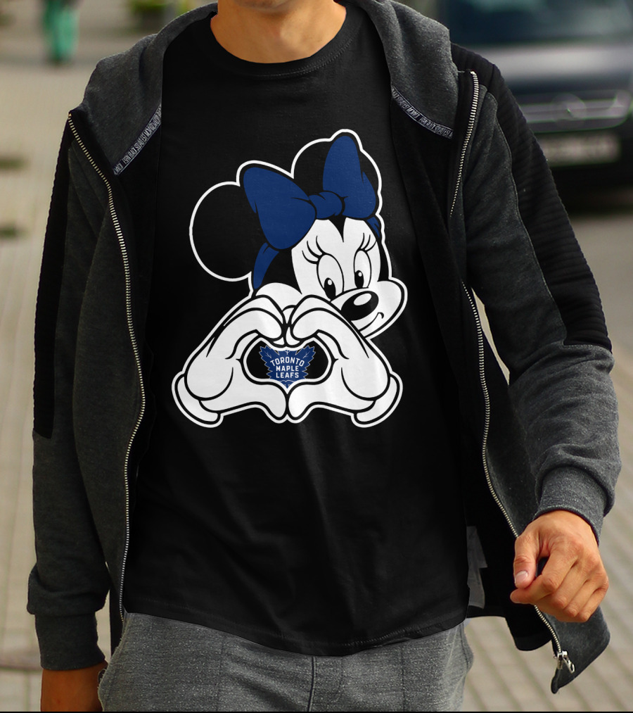 Toronto Maple Leafs Minnie Mouse Heart Hands T-Shirt