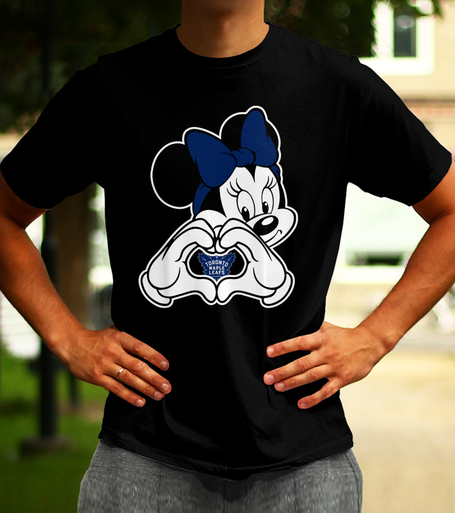 Toronto Maple Leafs Minnie Mouse Heart Hands T-Shirt