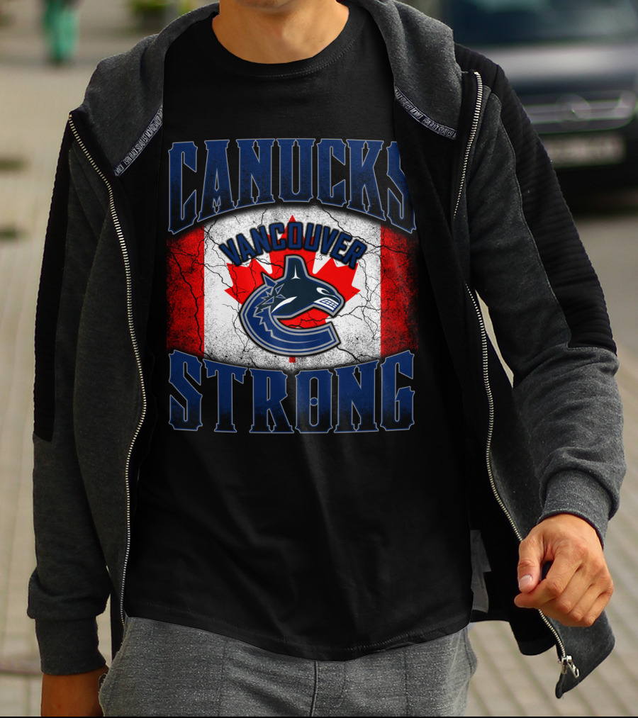 Vancouver Canucks Strong Canadian Flag Hockey T-Shirt