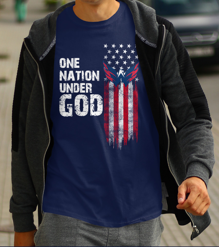 One Nation Under God Washington Capitals American Flag T-Shirt
