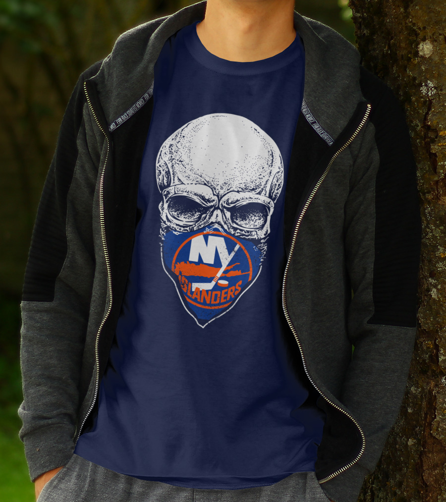 Ny Islanders Skull Logo Hockey Fan T-Shirt