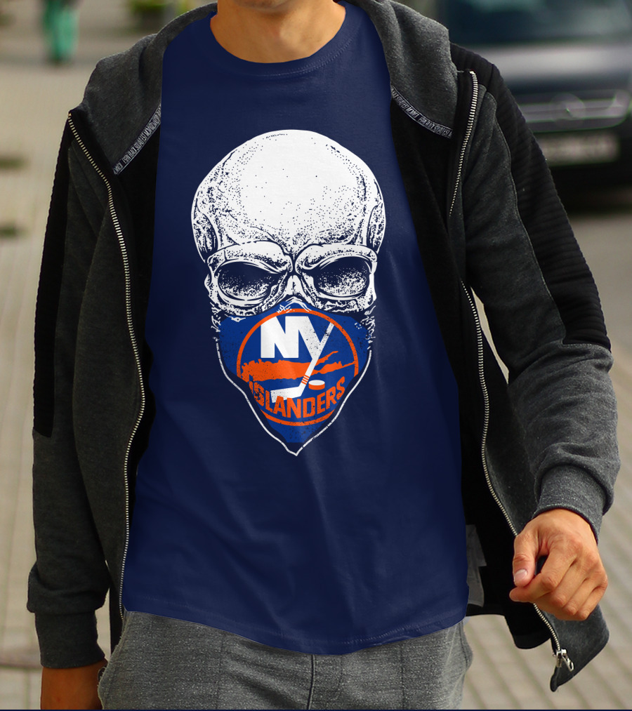 Ny Islanders Skull Logo Hockey Fan T-Shirt