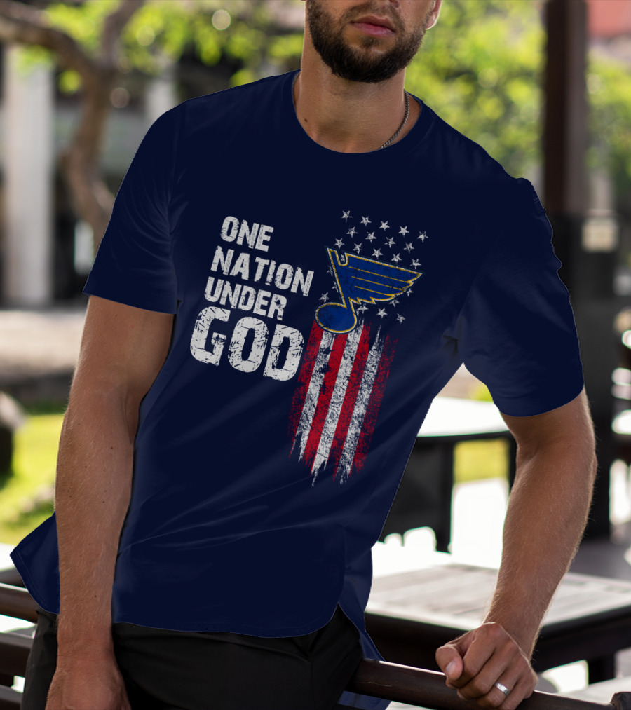 One Nation Under God St. Louis Blues American Flag Stars T-Shirt