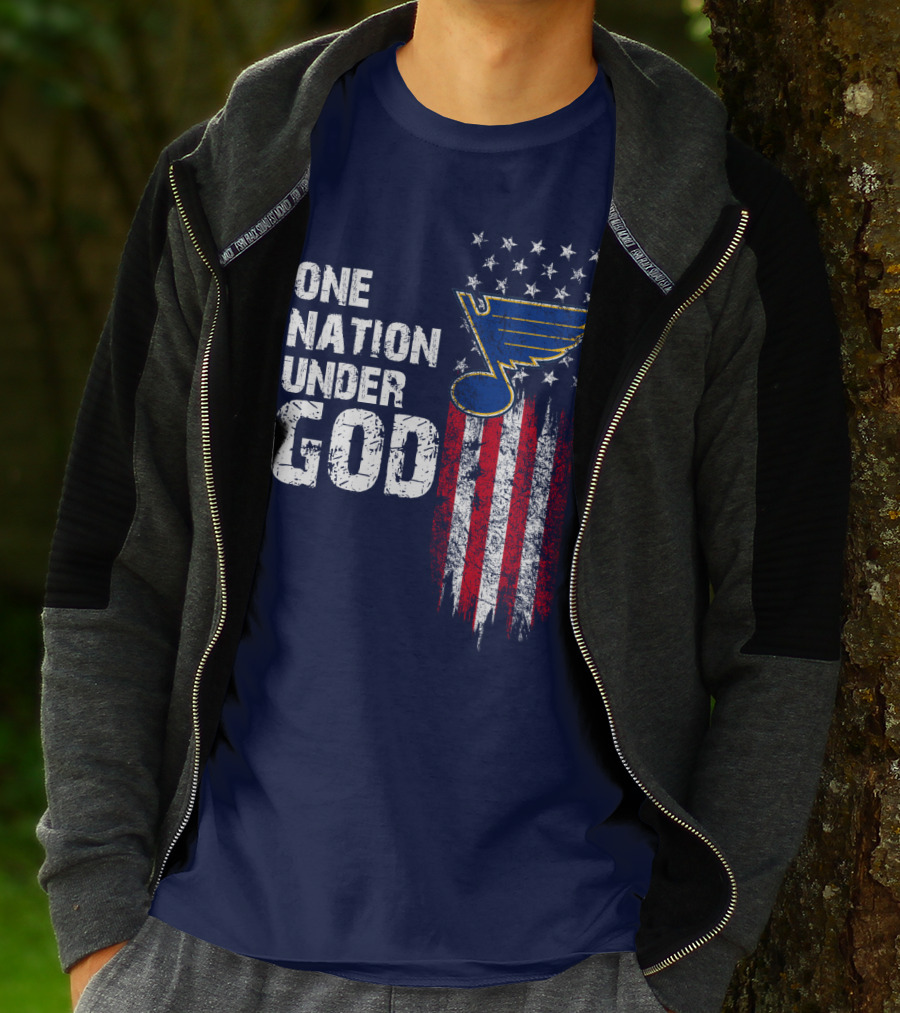 One Nation Under God St. Louis Blues American Flag Stars T-Shirt