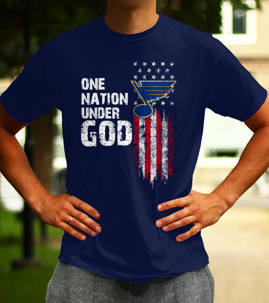 One Nation Under God St. Louis Blues American Flag Stars T-Shirt