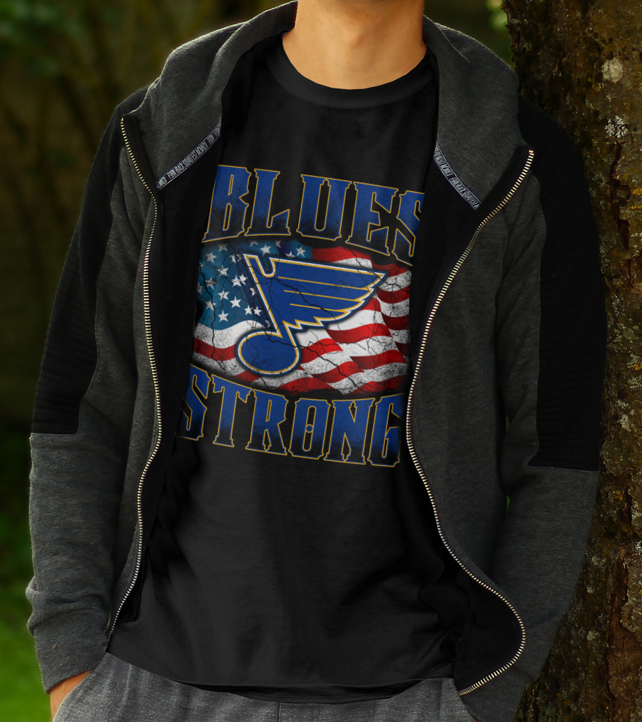 Blues Strong St. Louis American Flag T-Shirt