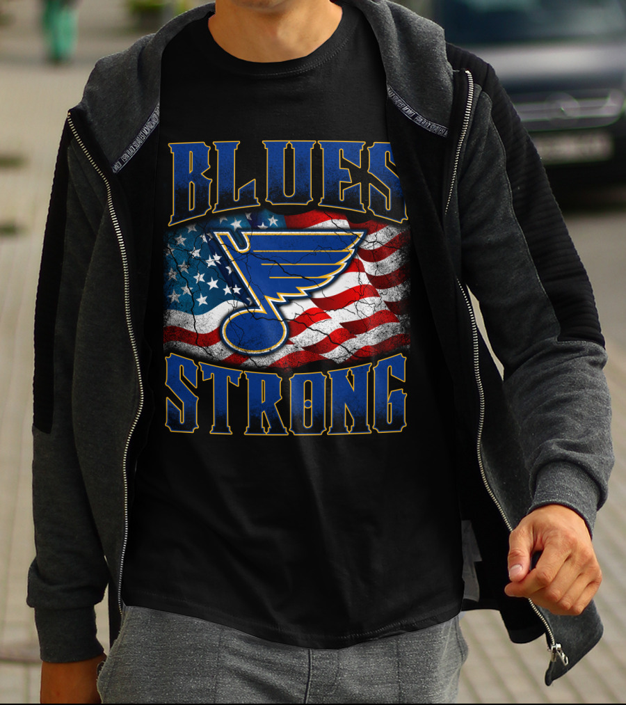 Blues Strong St. Louis American Flag T-Shirt