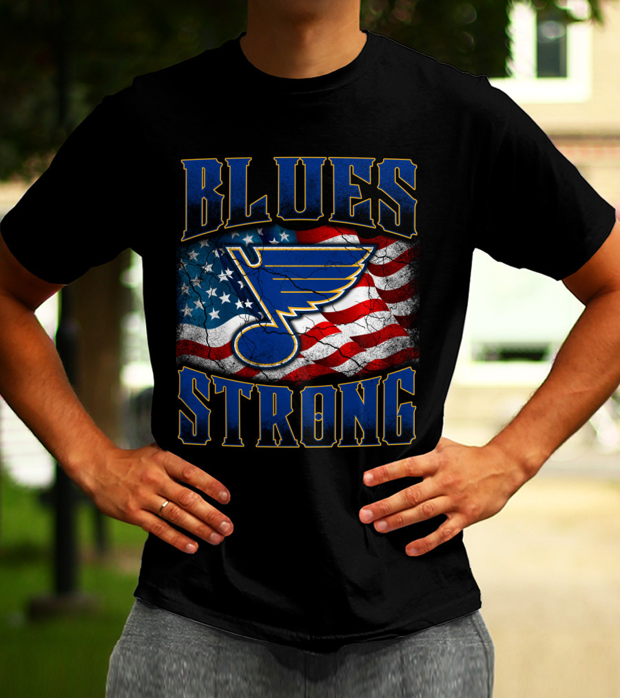 Blues Strong St. Louis American Flag T-Shirt