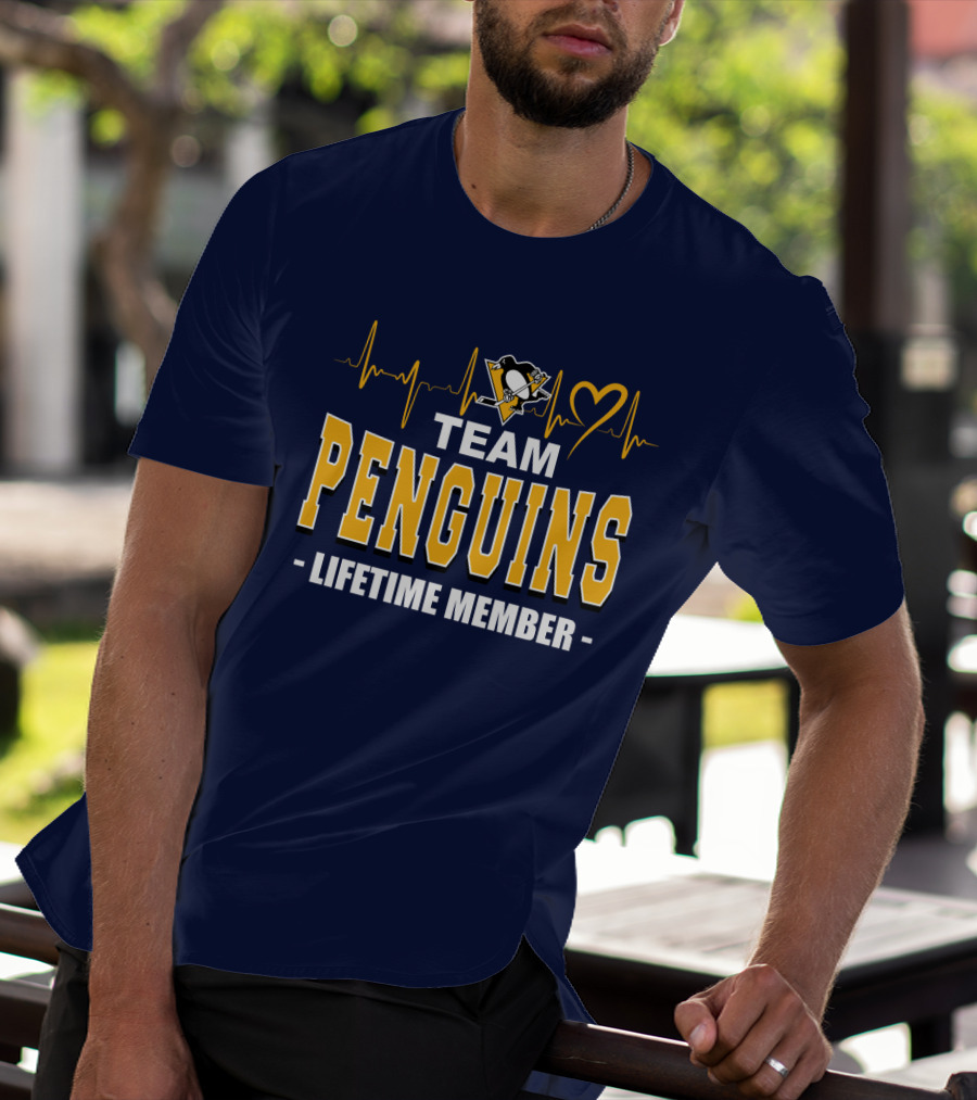 Team Penguins Lifetime Member Pittsburgh Penguins Heartbeat T-Shirt