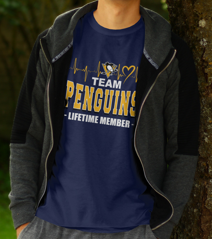 Team Penguins Lifetime Member Pittsburgh Penguins Heartbeat T-Shirt