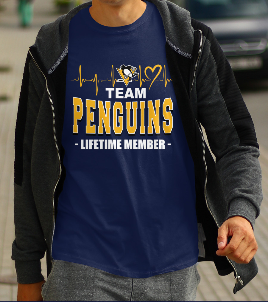 Team Penguins Lifetime Member Pittsburgh Penguins Heartbeat T-Shirt