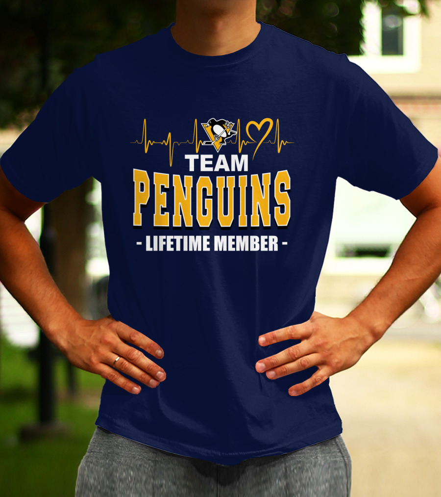 Team Penguins Lifetime Member Pittsburgh Penguins Heartbeat T-Shirt