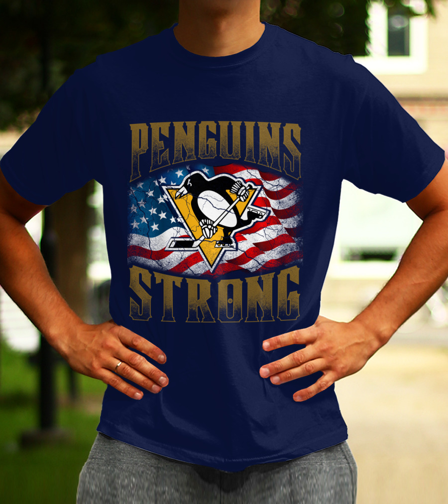 Pittsburgh Penguins Strong American Flag T-Shirt