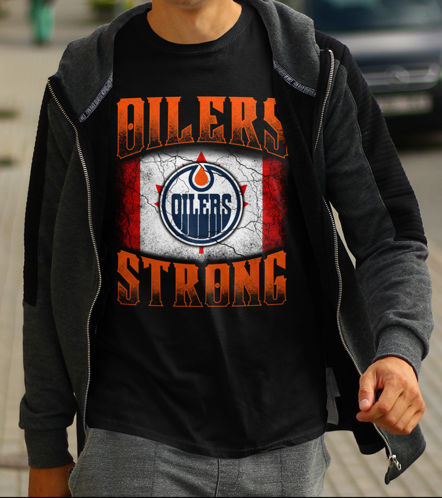 Oilers Strong Edmonton Oilers Canada Flag T-Shirt