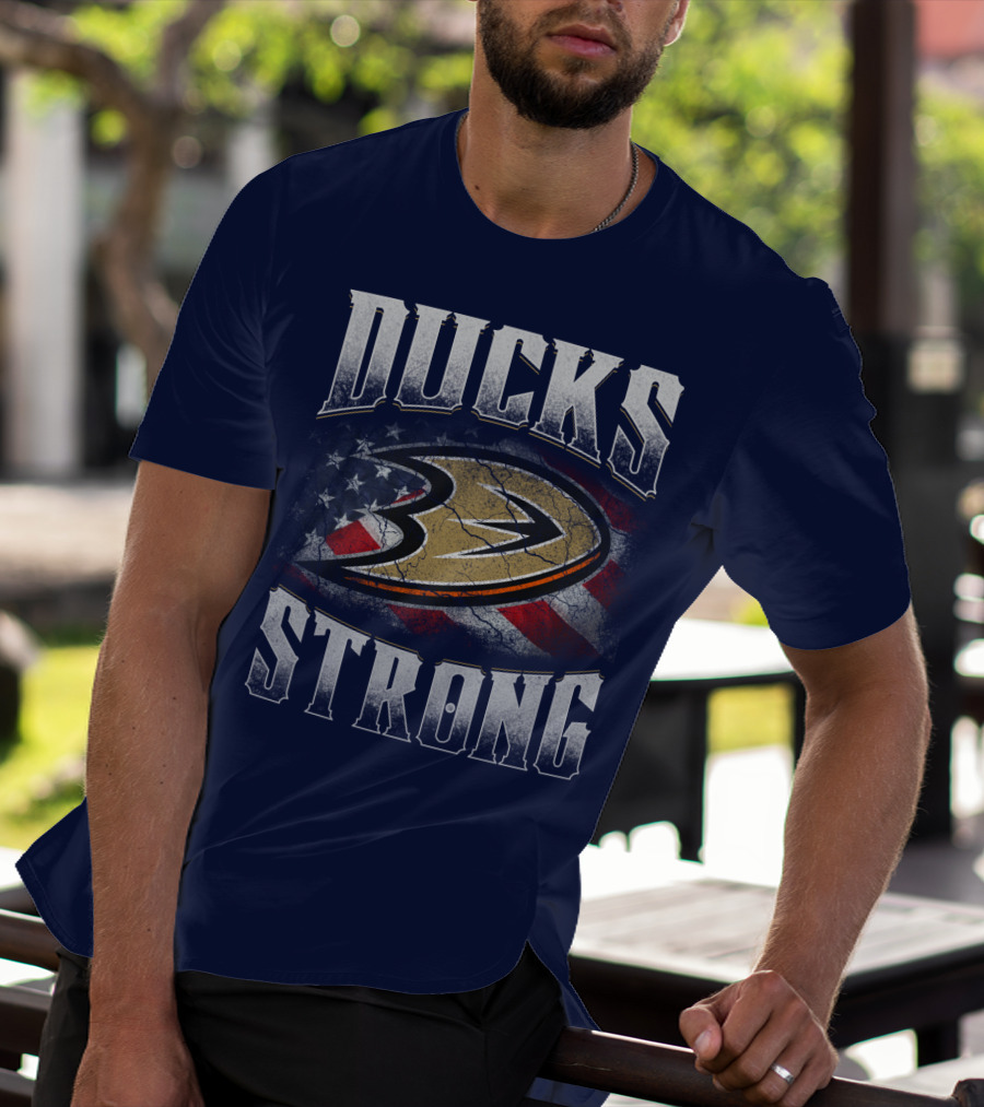 Ducks Strong Anaheim Ducks American Flag T-Shirt