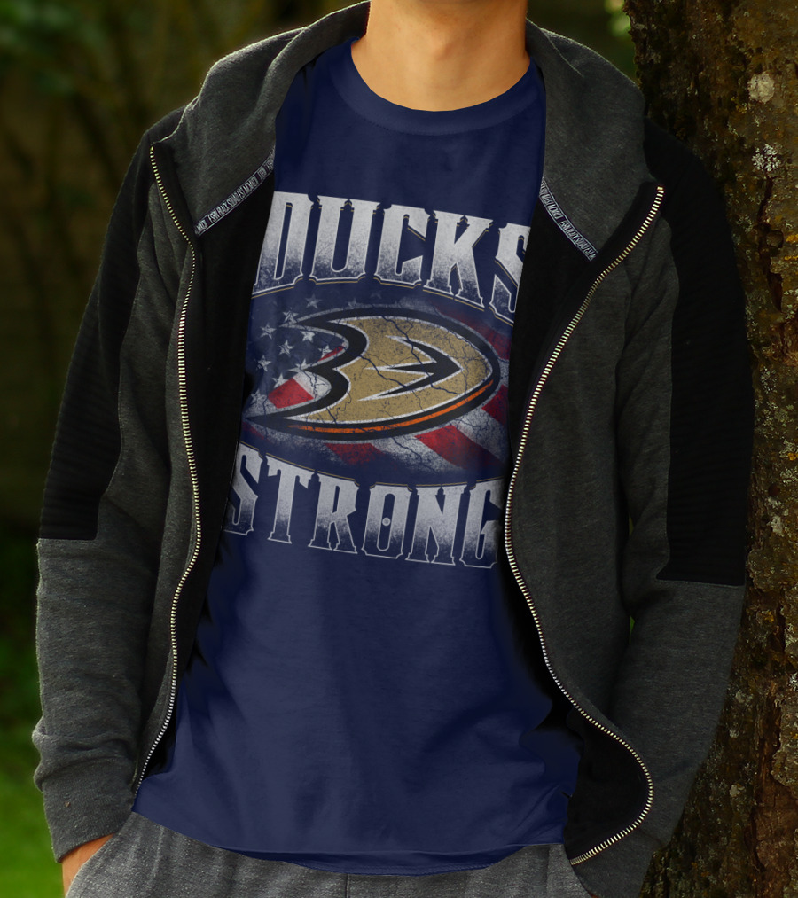 Ducks Strong Anaheim Ducks American Flag T-Shirt