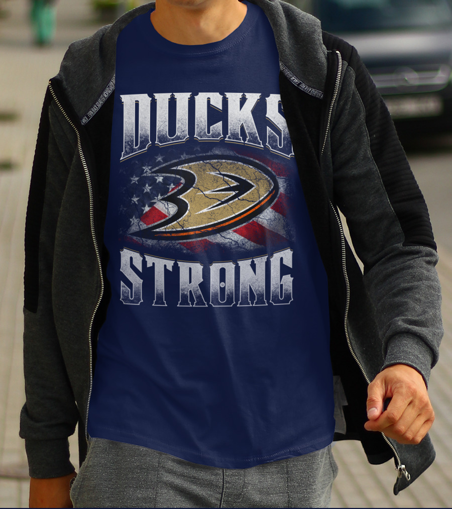 Ducks Strong Anaheim Ducks American Flag T-Shirt