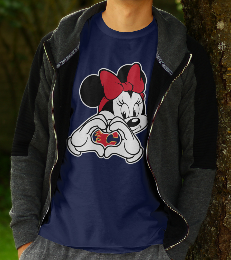 Minnie Heart Hands Calgary Flames T-Shirt