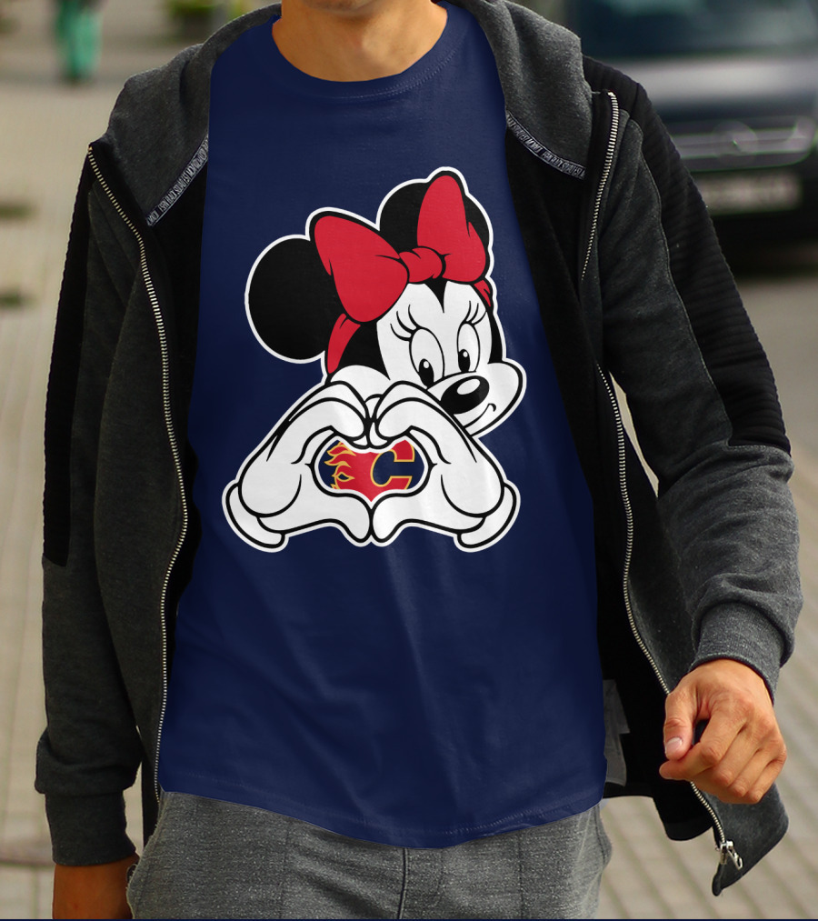 Minnie Heart Hands Calgary Flames T-Shirt