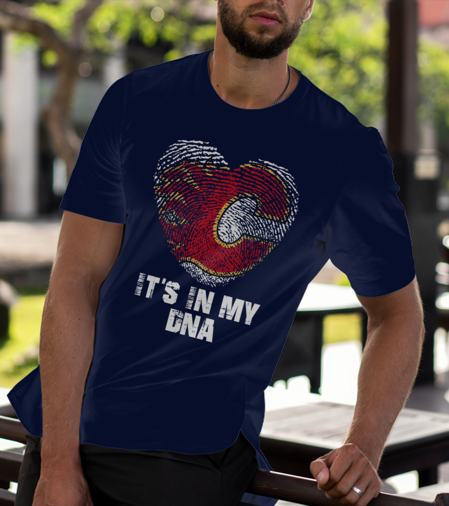 Calgary Flames Heart It's In My Dna Fingerprint T-Shirt