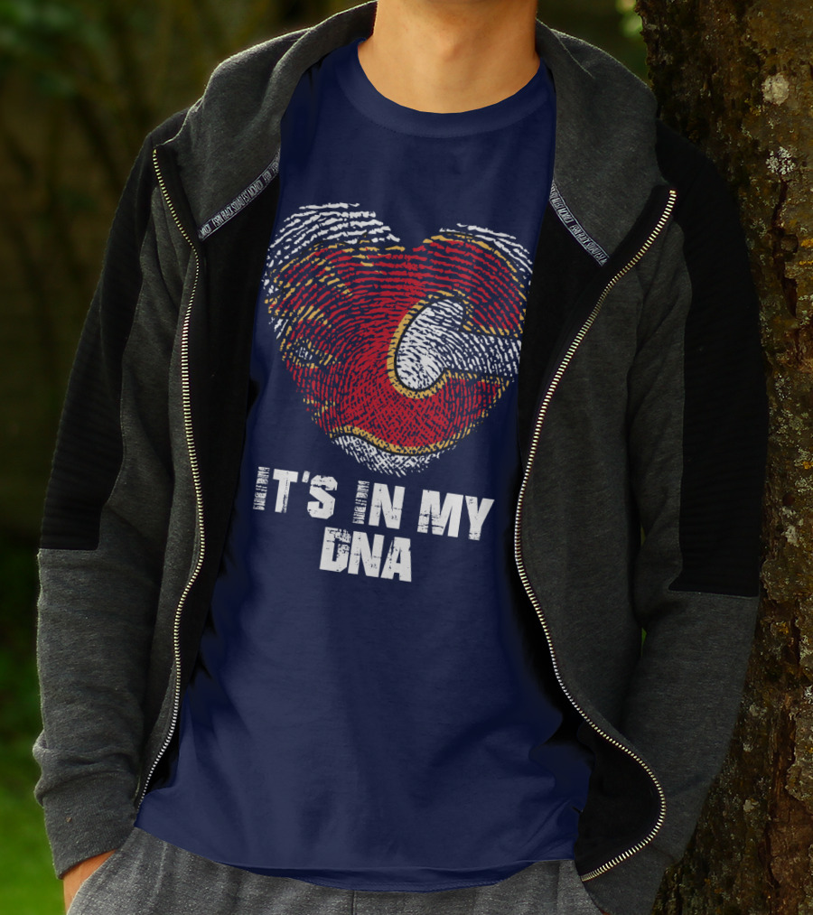 Calgary Flames Heart It's In My Dna Fingerprint T-Shirt