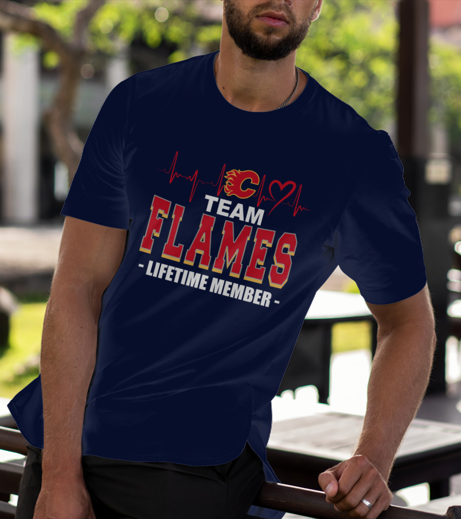 Team Calgary Flames Lifetime Member Heartbeat T-Shirt