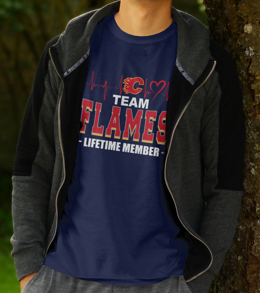 Team Calgary Flames Lifetime Member Heartbeat T-Shirt