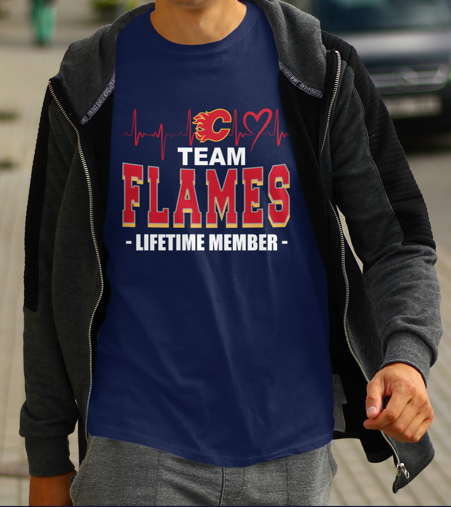 Team Calgary Flames Lifetime Member Heartbeat T-Shirt