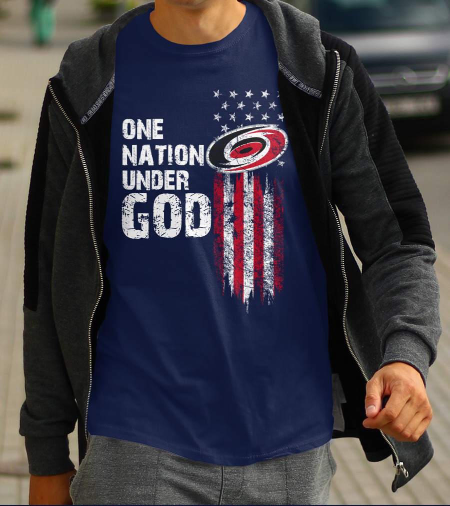 One Nation Under God Carolina Hurricanes Flag Stars T-Shirt