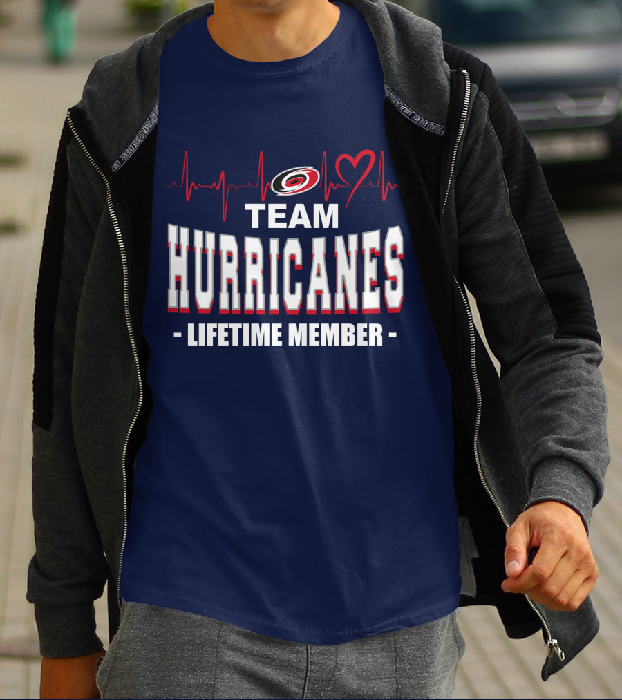 Team Hurricanes Lifetime Member Heartbeat Love T-Shirt