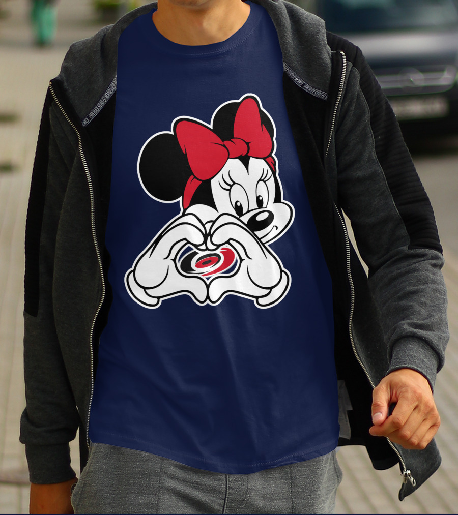 Minnie Mouse Carolina Hurricanes Heart Hands T-Shirt