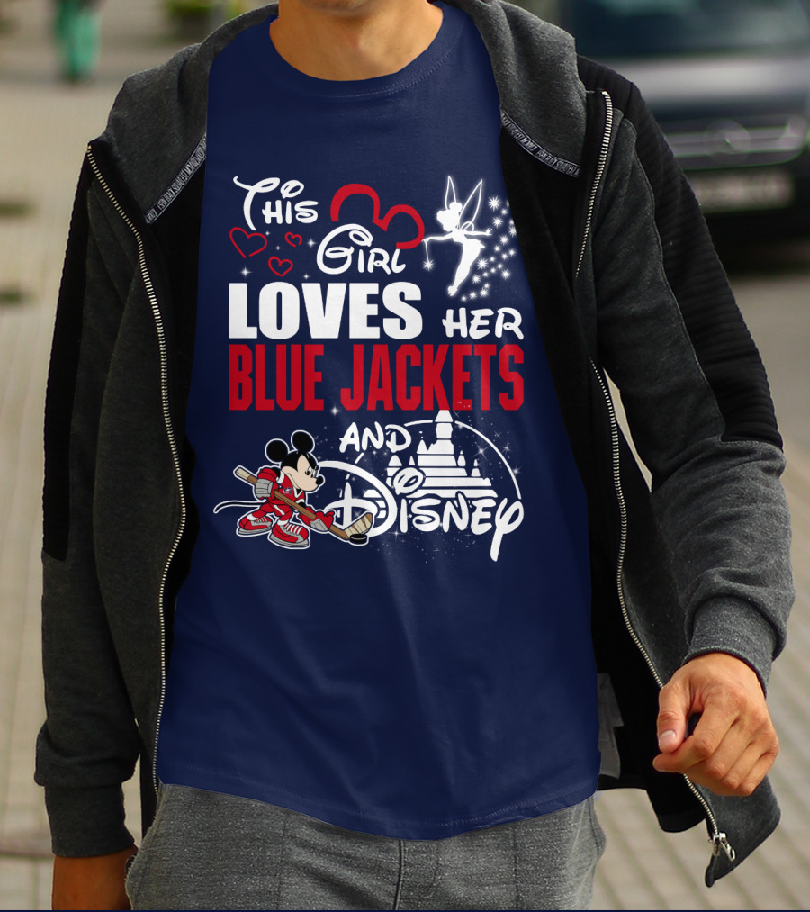 This Girl Loves Her Blue Jackets And Disney T-Shirt