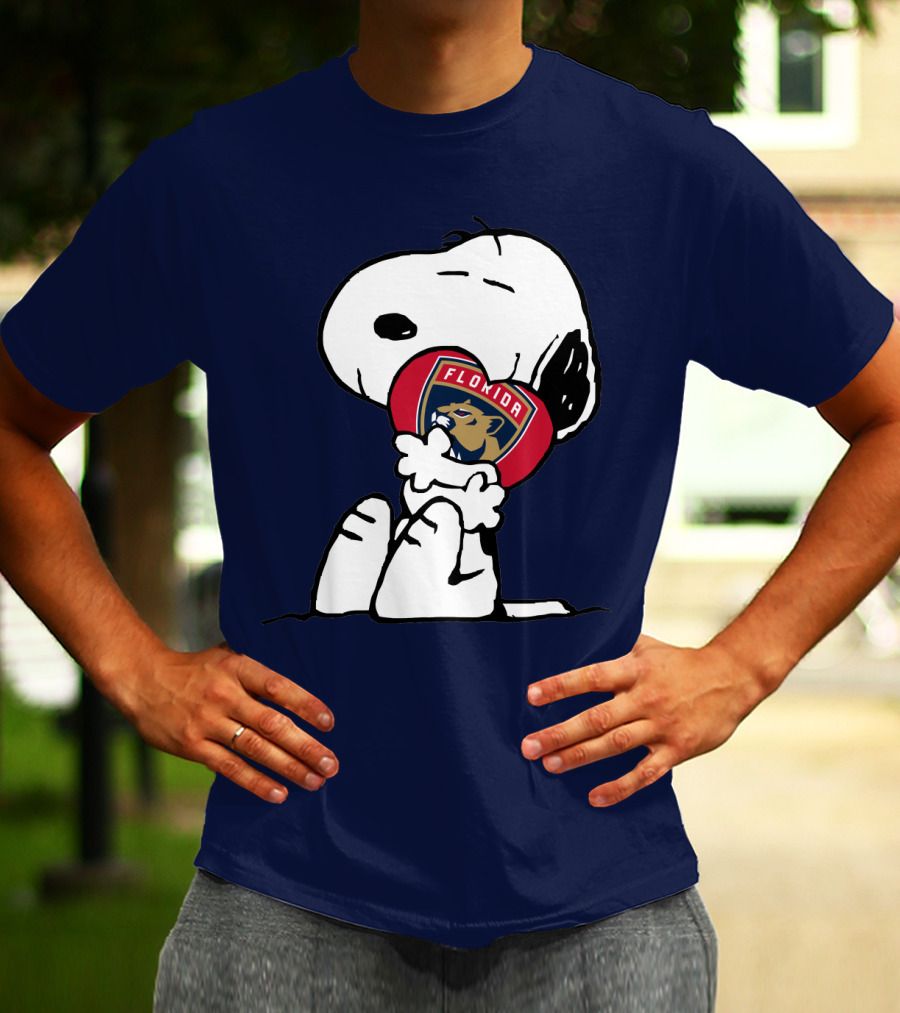 Snoopy Hugging Florida Panthers Heart T-Shirt