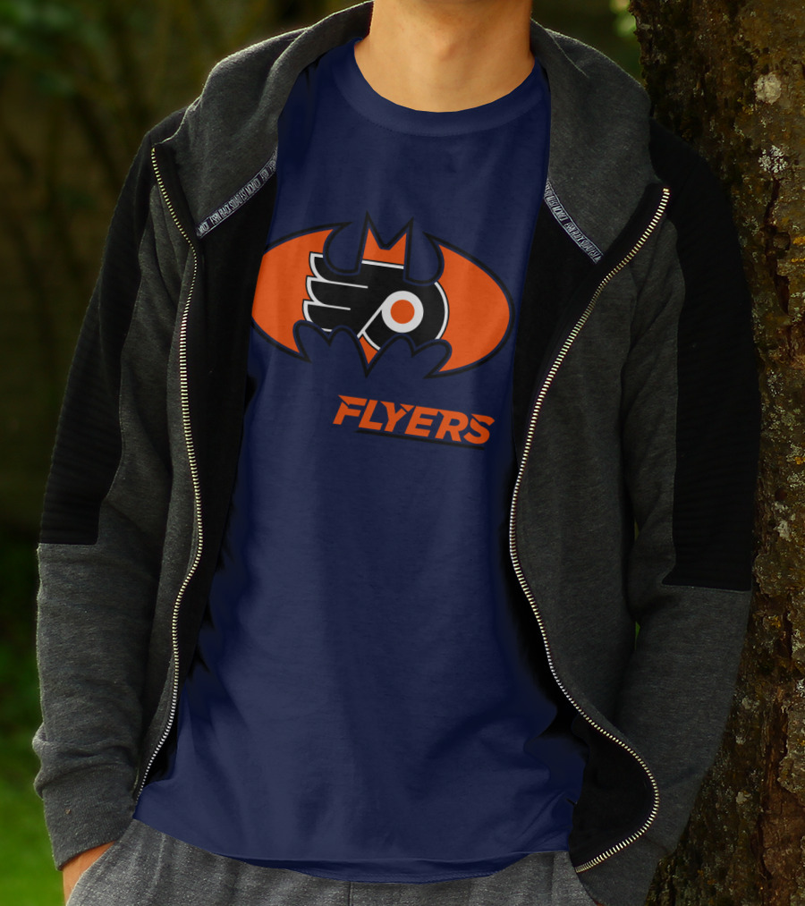 Philadelphia Flyers Batman Logo Crossover T-Shirt