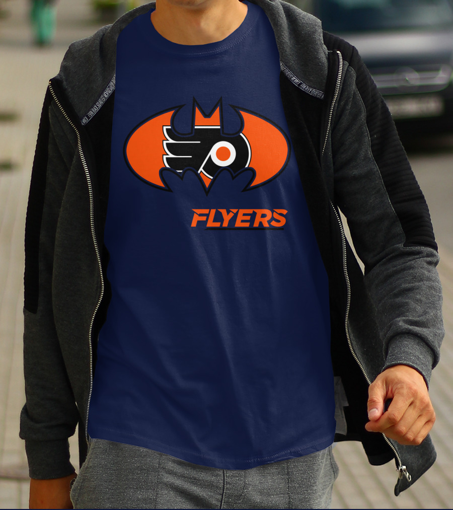 Philadelphia Flyers Batman Logo Crossover T-Shirt
