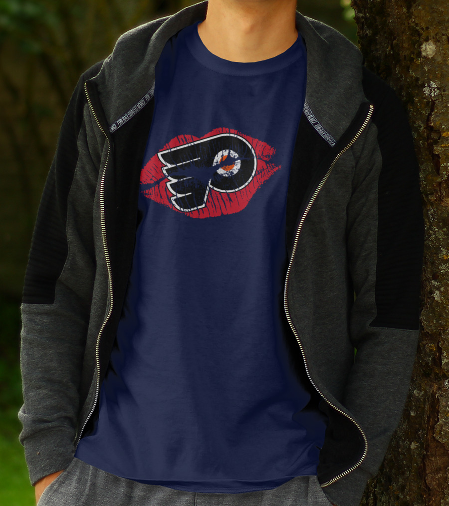 Philadelphia Flyers Logo With Red Lips T-Shirt