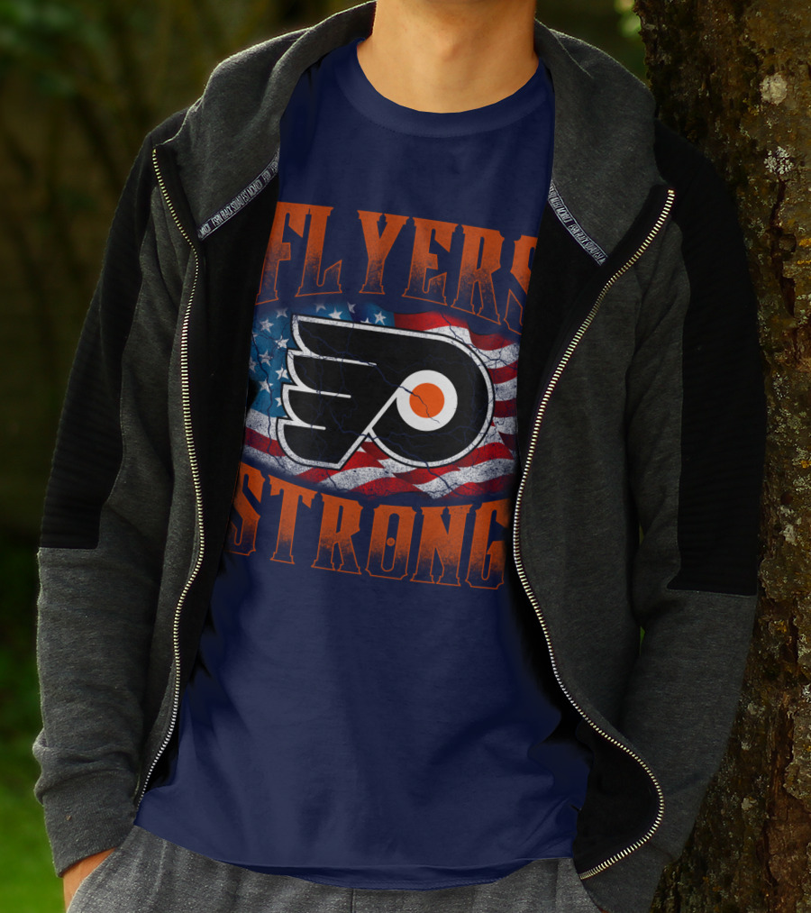 Flyers Strong Philadelphia American Flag T-Shirt