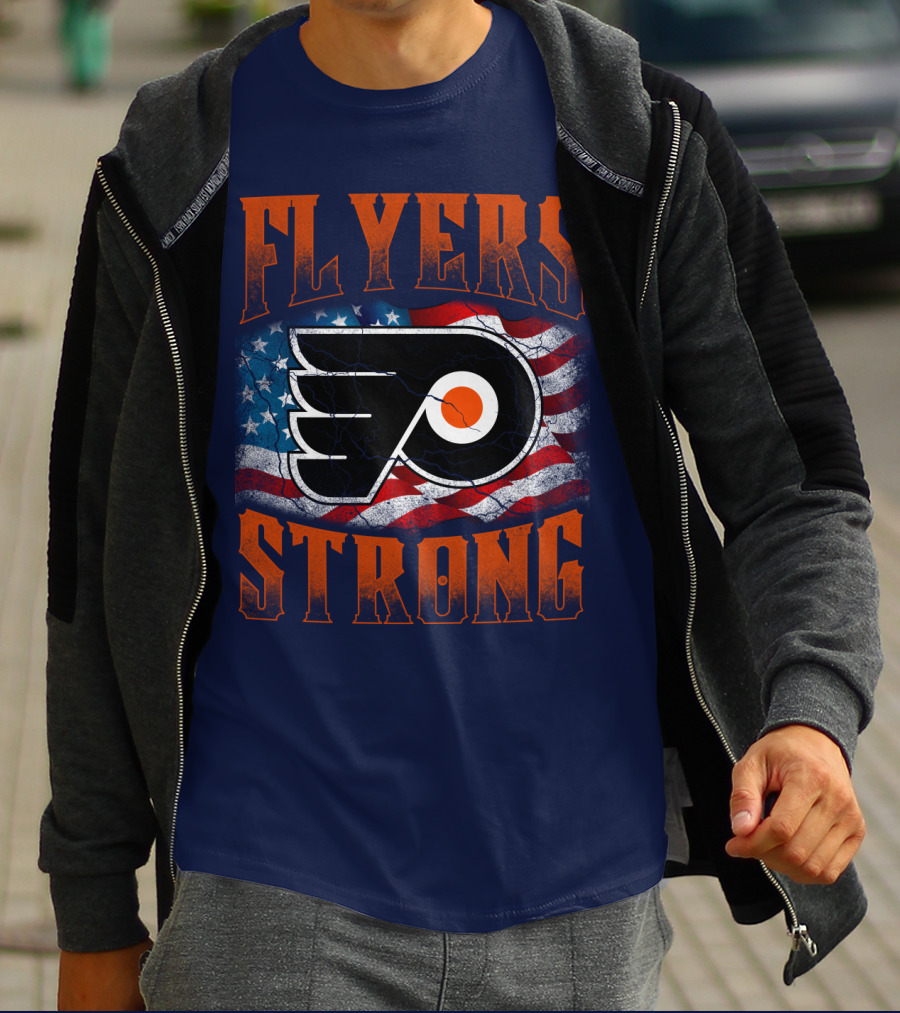 Flyers Strong Philadelphia American Flag T-Shirt