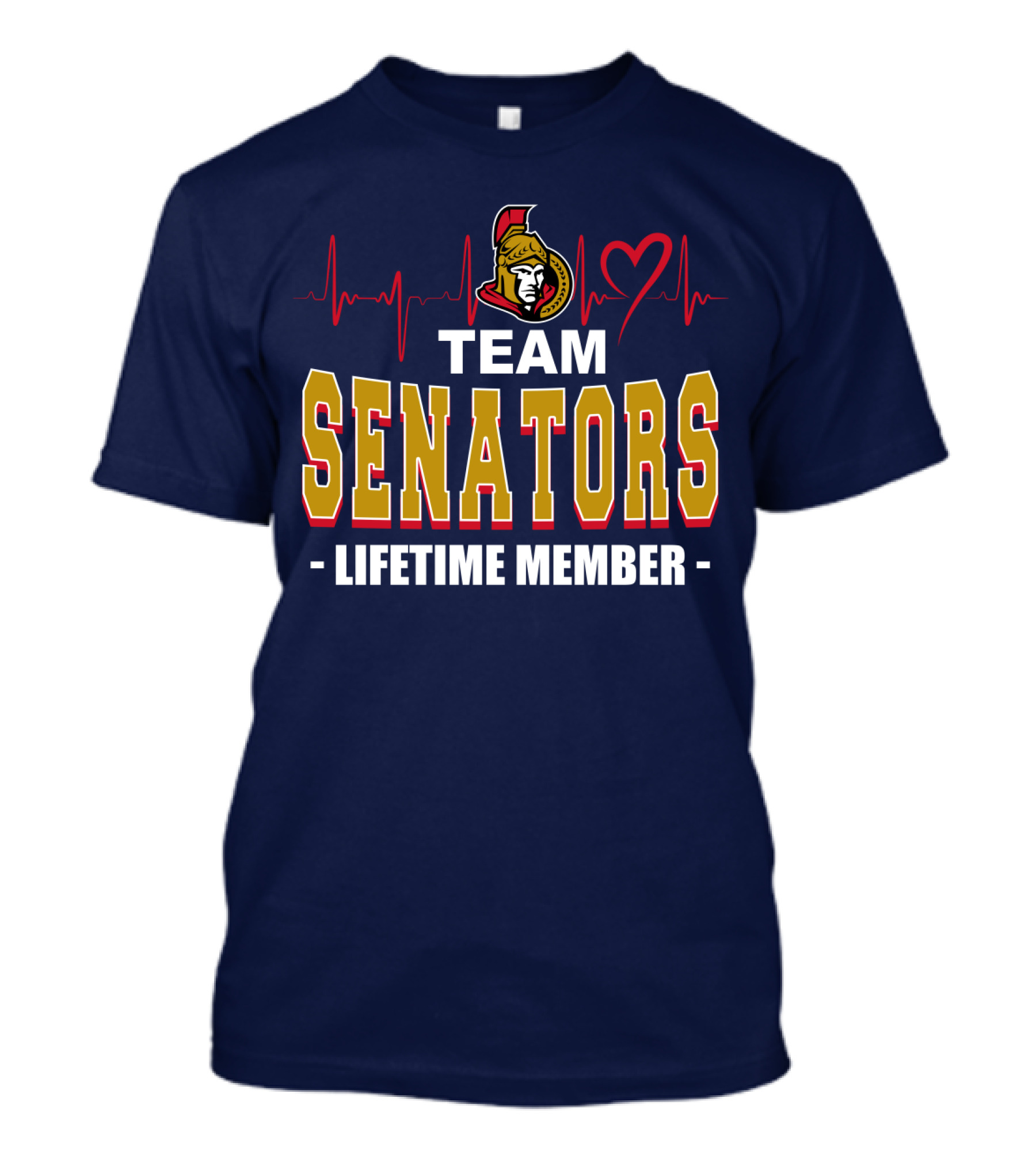 Team Senators Lifetime Member Ottawa Senators Heartbeat T-Shirt