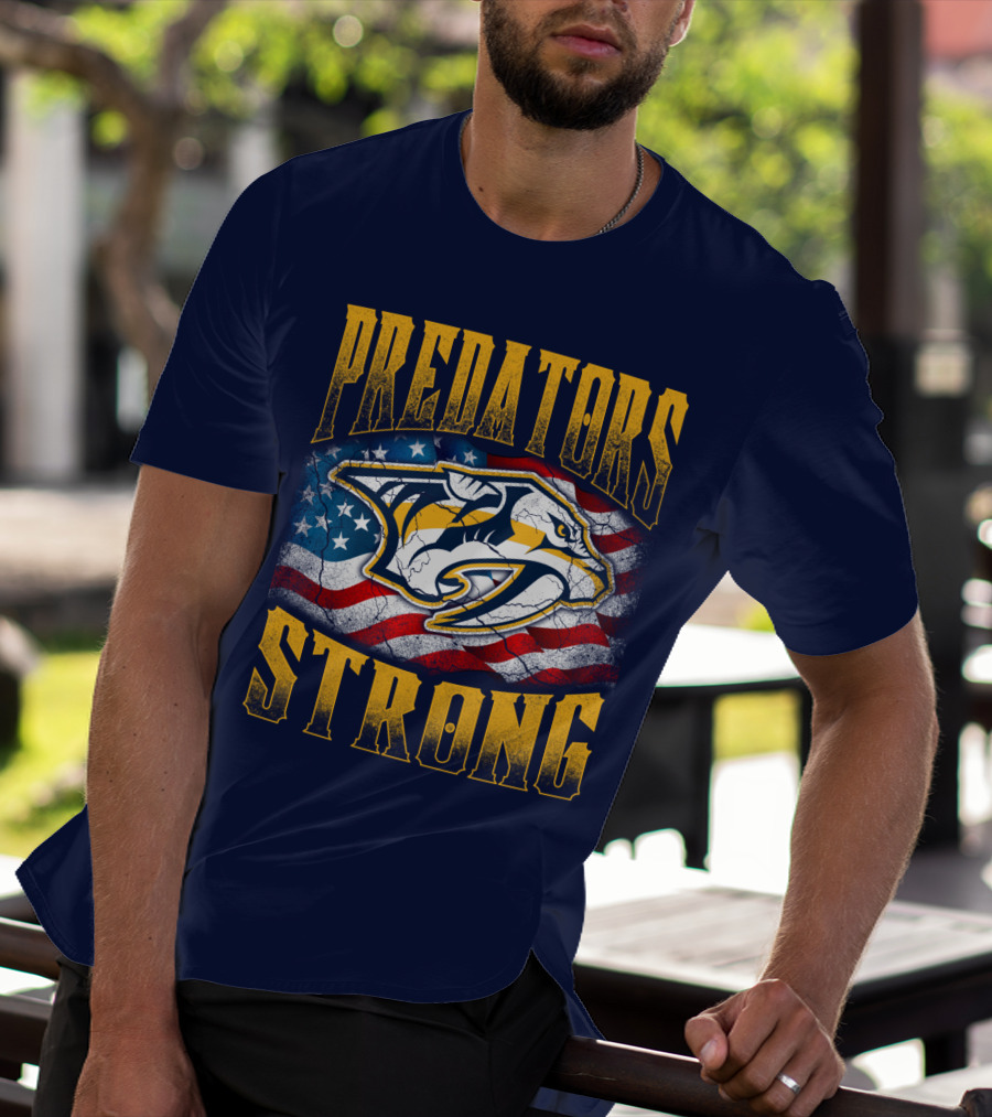Predators Strong American Flag Nashville Predators T-Shirt