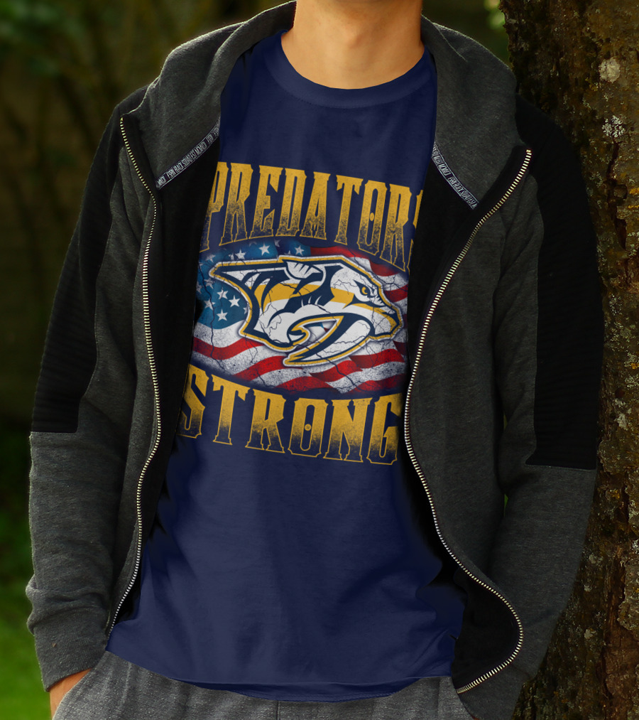 Predators Strong American Flag Nashville Predators T-Shirt
