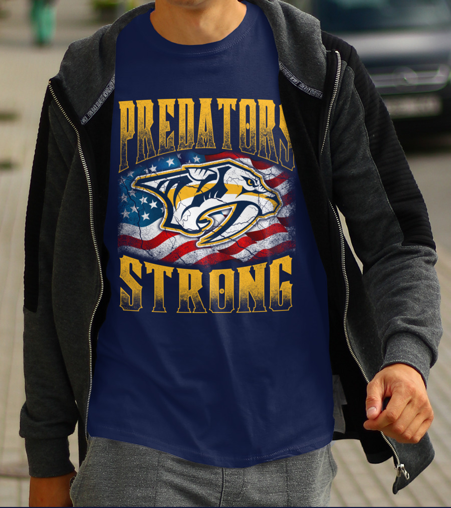 Predators Strong American Flag Nashville Predators T-Shirt